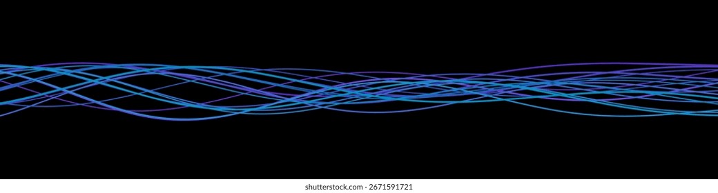 Dynamic vector tech background with flowing blue and purple lines on black.