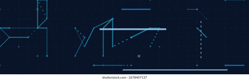 Dynamic vector tech background with geometric lines and patterns.