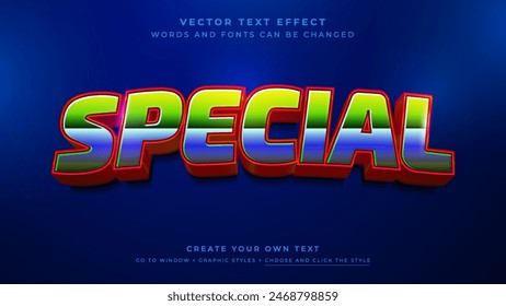 Dynamic vector text effect in bold, vibrant colors with a 3D style, Graphic styles