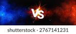 Dynamic versus background with blue and red smoke effect, fiery flare. Abstract vector vs banner with epic battle atmosphere and flash for sport competition and gaming posters