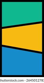 Layout dinâmico de painel de quadrinhos vertical com seções arrojadas e coloridas divididas por linhas diagonais nítidas. para histórias móveis, webtoons, fundo moderno e energético com estética de romance gráfico distinta