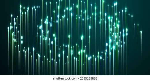 Dynamic vertical line beams speed motion vector. Geometric neon teal radiance particles. Information technology lines shift up visual wallpaper. Speed motion progressive backdrop.