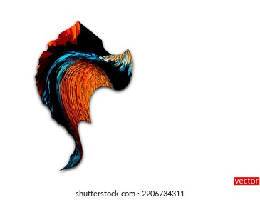 Dynamic vertical spot isolated on white background. Colorful abstraction with blank space for text. Template for logo. Beautiful stain. Design element for a business card. 3D illustration. Vector