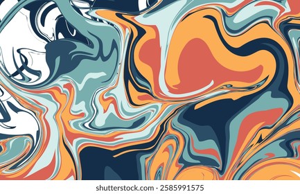 Dynamic and vibrant abstract artwork featuring swirls of complementary colors with contrast and depth, evoking a sense of modern artistic creativity and vivid expression. Ideal for backgrounds. eps 10
