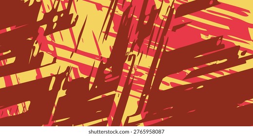 A dynamic and vibrant abstract background featuring a chaotic yet harmonious arrangement of brushstrokes in shades of red, orange, and yellow, creating an energetic visual texture.