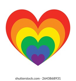 Dynamic and vibrant heart design featuring Pride colors. Perfect for social media, merchandise, or digital campaigns.