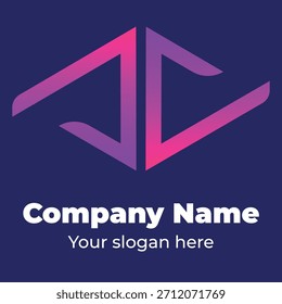Um logotipo dinâmico e vibrante com formas de divisas abstratas e sobrepostas em um gradiente rosa-roxo moderno, simbolizando crescimento, movimento para cima e sucesso. Perfeito para start-ups e finanças.