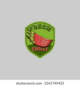 Ein dynamisches und lebendiges Logo mit einem stilisierten roten Chilischoten, der Kühnheit, Hitze und Intensität symbolisiert. Das Design umfasst scharfe Linien und eine elegante Silhouette der Chilischoten, 