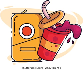A dynamic and vibrant set of fast food icons illustrated in a classical hand-drawn sketch style. 