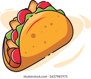 A dynamic and vibrant set of fast food icons illustrated in a classical hand-drawn sketch style. 