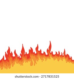 Ilustración de borde de llama estilizada dinámica y vibrante que representa el calor intenso y el calor energético, perfecto para Elementos de Diseño gráfico y conceptos ardientes