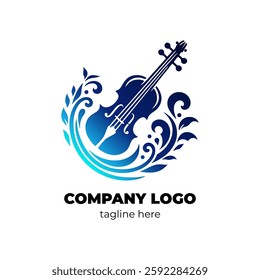 Dynamic violin icon for music events orchestra shows or classical music branding with sharp violin lines and artistic curves