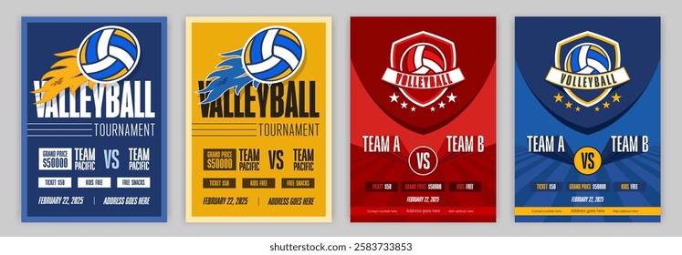 Dynamic Volleyball Championship Illustration Flyer Template High Energy Sports Event Poster for Tournaments Club Matches and Promotions Editable Print Ready Design with Bold Typography.