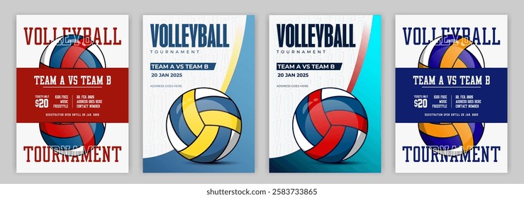 Dynamic Volleyball Championship Illustration Flyer Template High Energy Sports Event Poster for Tournaments Club Matches and Promotions Editable Print Ready Design with Bold Typography.