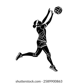 Dynamic Volleyball Player Vector Illustration