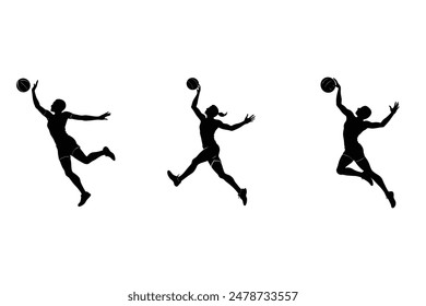 Dynamic Volleyball Silhouettes vector Collection .