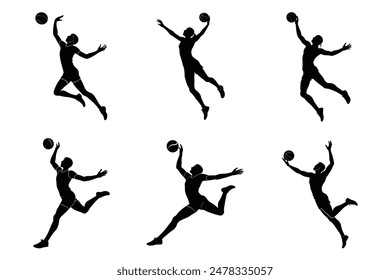 Dynamic Volleyball Sport Silhouette Vector Design .