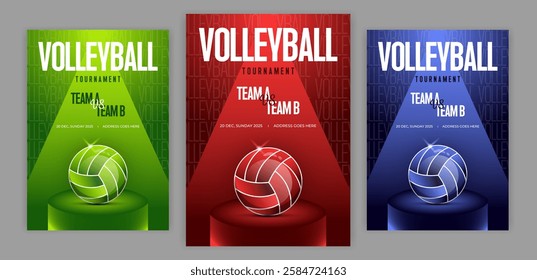 Dynamic Volleyball Tournament Vector Illustration Sports Competition Team Match and Championship Design for Posters Flyers and Digital Graphics.