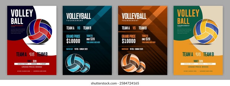 Dynamic Volleyball Tournament Vector Illustration Sports Competition Team Match and Championship Design for Posters Flyers and Digital Graphics.