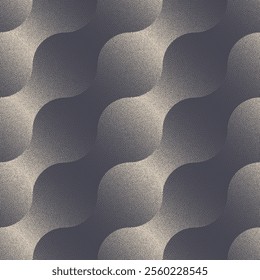 Dynamic Volumetric 3D Seamless Pattern Trend Dot Work Abstract Vector Background. Oblique Wavy Structure Halftone Art Illustration for Textile Print. Loopable Unique Special Abstraction for Wallpaper
