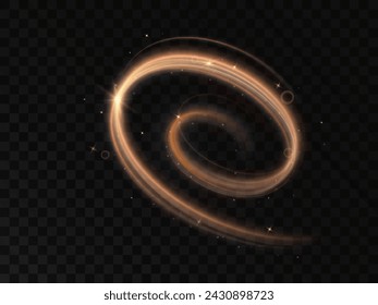 Dynamic vortex source of golden light. High speed abstract vortex of light. For web design, game design. PNG vector