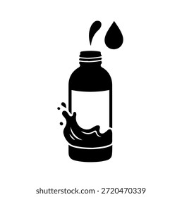 Icono dinámico de la silueta del chapoteo del agua y de la botella para la frescura y el concepto de la hidratación