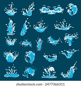 Dynamic Water Splash Illustration Set