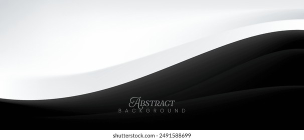 Fondo abstracto de onda dinámica, forma en blanco y negro, diseño minimalista de la cubierta limpia