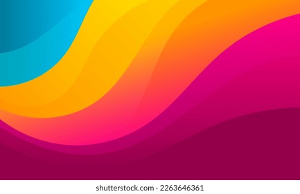 fondo de onda dinámica con combinación de colores degradados. diseño colorido de papel pintado líquido. Ilustración del vector	