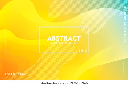 Dynamic wave background. Modern yellow and blue gradient color wavy abstract shape composition. Colorful fluid landing page.