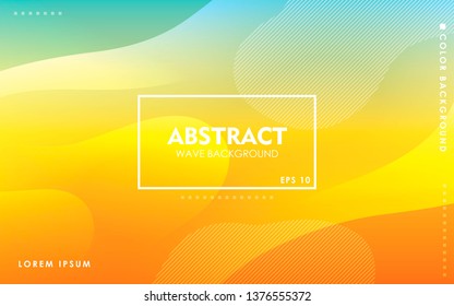 Dynamic wave background. Modern yellow and blue gradient color wavy abstract shape composition. Colorful fluid landing page.