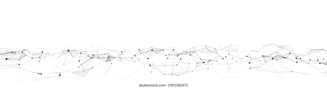 Dynamic wave with connected dots and lines on a white background. Digital wave background concept. Abstract technology background. Big data visualization. Vector illustration.