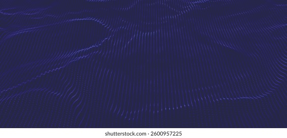 Dynamic wave of glowing dots. Futuristic dot wave of bright particles. Weave effect. Futuristic background for presentation design. Wide format vector illustration.