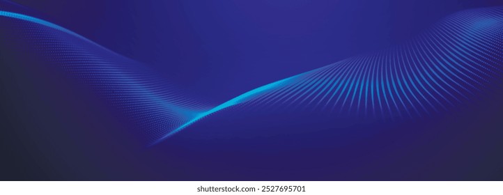 Onda dinâmica de pontos de brilho. Onda futurista de pontos. Estrutura de conexão de rede. Plano de fundo futurista para design de apresentação. Banner de tecnologia ou ciência. Widescreen 3d. Ilustração vetorial