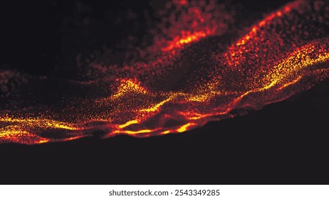 Dynamic wave of glowing points. Futuristic background for presentation design. 3d Vector illustration.