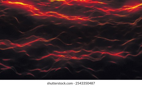 Dynamic wave of glowing points. Futuristic background for presentation design. 3d Vector illustration.
