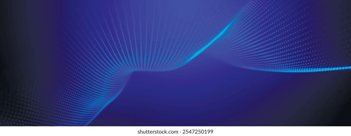 Onda dinâmica de pontos de brilho. Onda futurista de pontos. Estrutura de conexão de rede. Plano de fundo futurista para design de apresentação. Banner de tecnologia ou ciência. Widescreen 3d. Ilustração vetorial