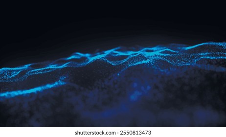 Onda dinámica de puntos brillantes. Fondo futurista para el diseño de la presentación. Ilustración vectorial 3D.