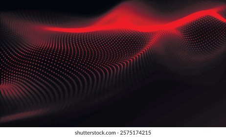 Dynamic wave of glowing points. Futuristic background for presentation design. 3d Widescreen. Vector illustration.