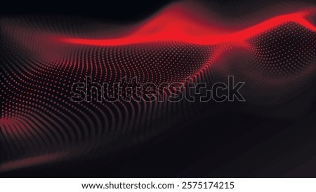 Dynamic wave of glowing points. Futuristic background for presentation design. 3d Widescreen. Vector illustration.