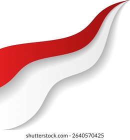 Dynamic Wave Indonesian Flag Corner Header Frame Shape Vector Assets for Flyer, Banner, Poster, Etc. Corner Frame Shape
