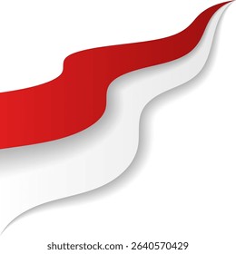 Dynamic Wave Indonesian Flag Corner Header Frame Shape Vector Assets for Flyer, Banner, Poster, Etc. Corner Frame Shape