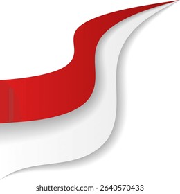 Dynamic Wave Indonesian Flag Corner Header Frame Shape Vector Assets for Flyer, Banner, Poster, Etc. Corner Frame Shape