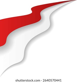 Dynamic Wave Indonesian Flag Corner Header Frame Shape Vector Assets for Flyer, Banner, Poster, Etc. Corner Frame Shape