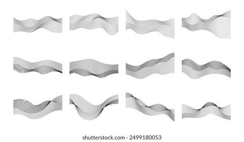 Decoración dinámica de las líneas de la onda en el fondo blanco. Líneas con efecto de mezcla para el concepto de Tecnología. Ilustración vectorial