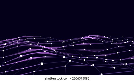 Dynamic wave of lines and triangles. Abstract futuristic background. Big data visualization. Vector illustration.
