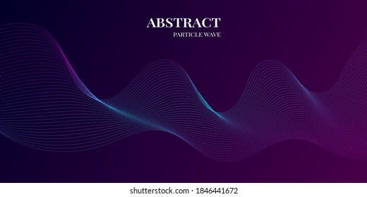 dynamic wave particle abstract background with purple, and blue gradient colors. Vector illustration