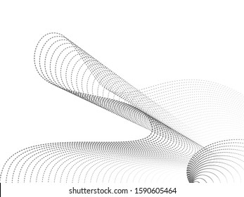 Dynamic wave particles black and white abstract background. Vector illustration
