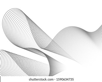 Partículas de onda dinámicas fondo abstracto negro y blanco. Ilustración del vector