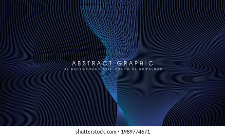 Dynamic wave particles flowing over the dark. Beautiful waves shaped glowing lines.